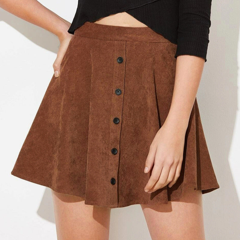 Corduroy Unbalance Skirt main image 1
